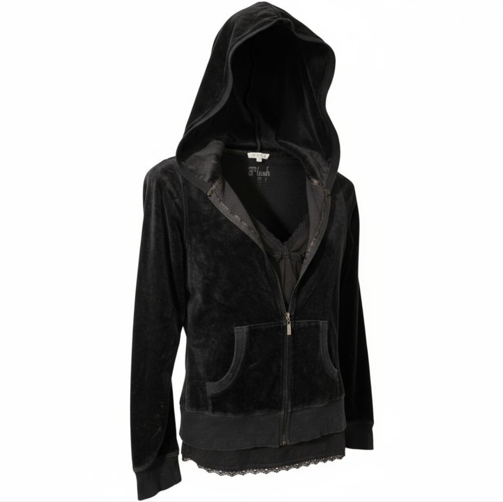 Victoria's Secret Black Velvet Hoodie With Black Tank Top